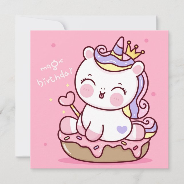 Carte de vacances Cute Unicorn (Devant)