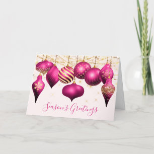 Carte de vacances d'affaires Hot Pink Gold Ornamin