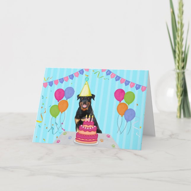 Carte de vacances d'anniversaire Rottweiler (Devant)