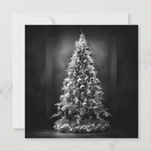 Carte de vacances d'arbre de Noël noir et blanc