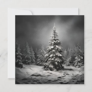 Carte de vacances d'arbre de Noël noir et blanc