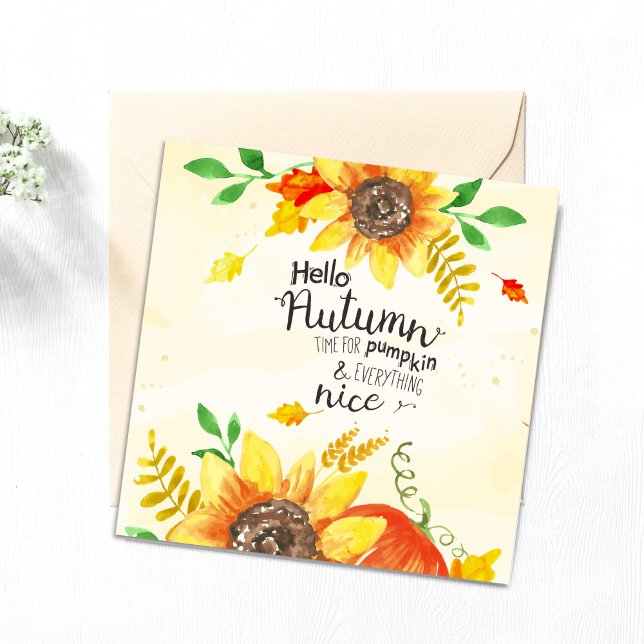Carte de vacances d'automne Bonjour (Hello Autumn Holiday Card.)