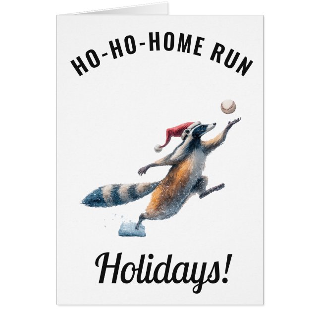 Carte de vacances de baseball pour raton laveur –  (Devant)