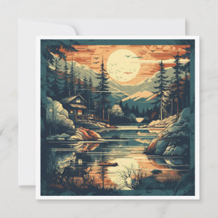 Carte de vacances de cabane de montagne scandinave