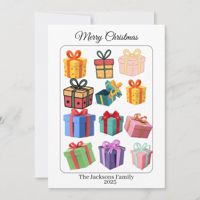 Carte de vacances de cadeaux colorés minimaux (Devant)