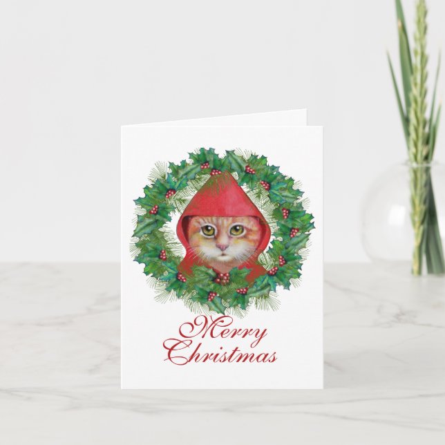 Carte de vacances de chat de Noël (Devant)