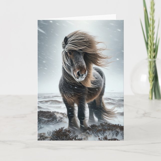 Carte de vacances de Cheval Islandais dans son élé (Devant)