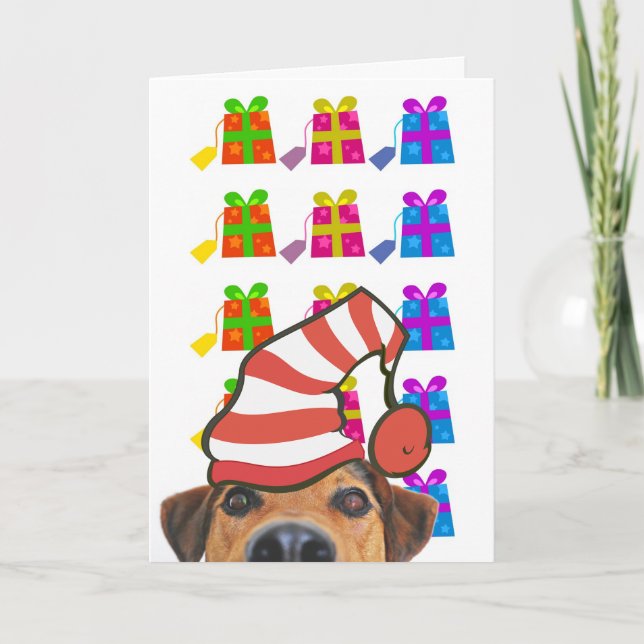 Carte de vacances de chien mignon avec chapeau de  (Devant)