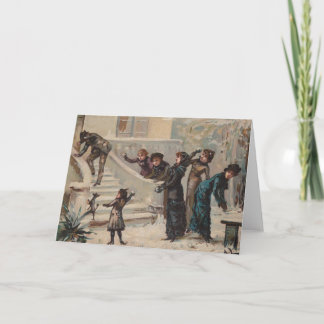 Carte de vacances de combat de boules de neige édo