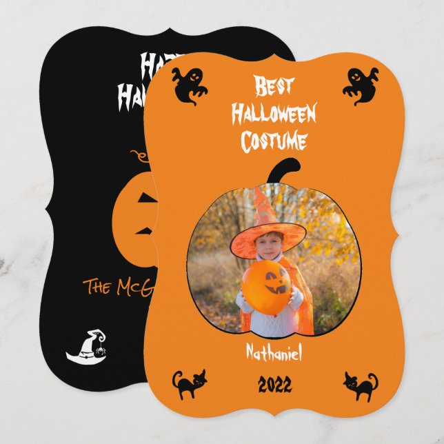 Carte de vacances de costume d'Halloween avec phot (Devant / Derrière)