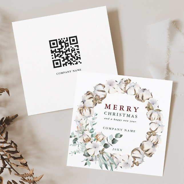 Carte de vacances de Couronne de Fleurs de Coton a (Front & Back)