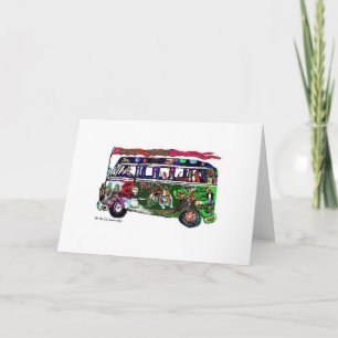 Carte de vacances de GGBR - autobus de hippie