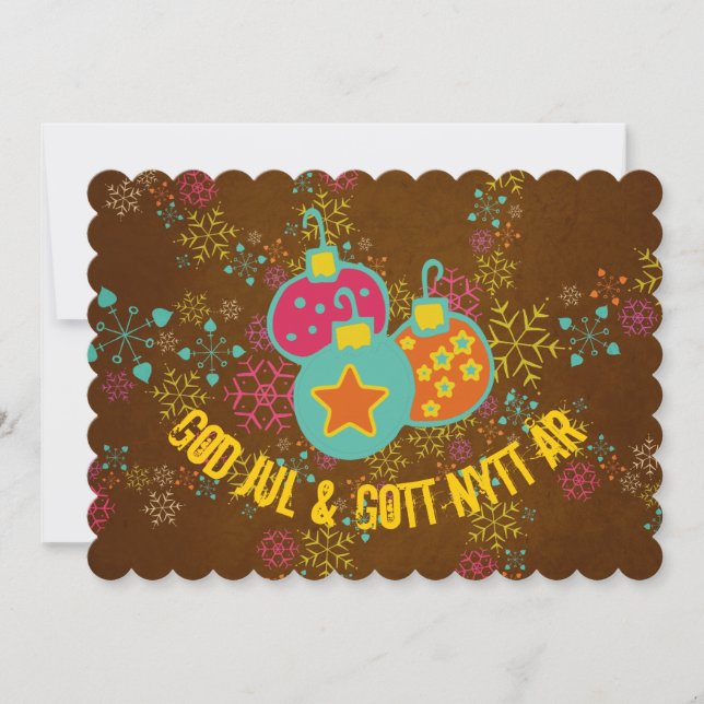 Carte de vacances de God Jul & Gott Nytt År Ornamd (Devant)