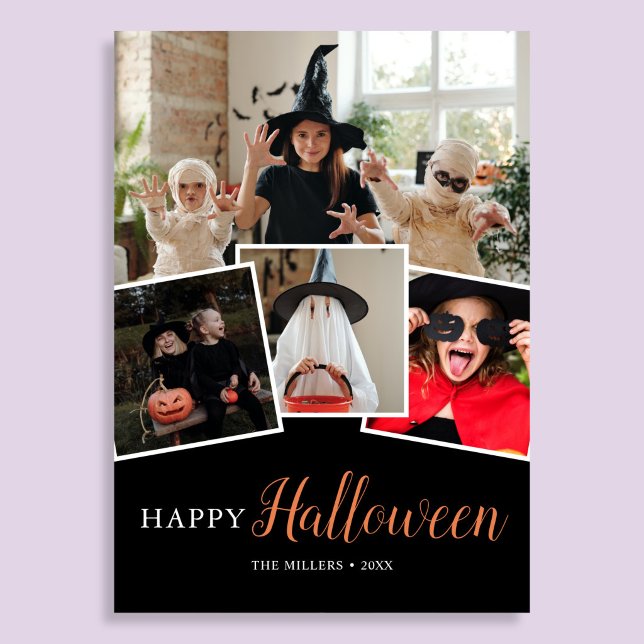 Carte de vacances de Halloween moderne noire avec  (Créateur téléchargé)
