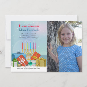 Carte de vacances de Hanukkah et Noël avec photo
