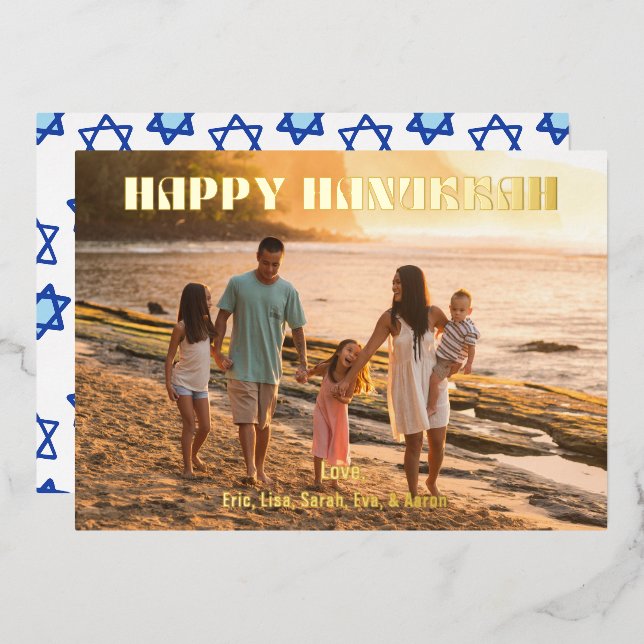Carte de vacances de Hanukkah Famille moderne Phot (Recto/Verso)