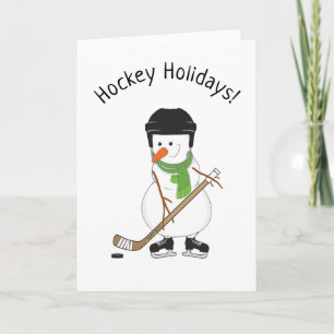 Carte de vacances de hockey Snowman Noël
