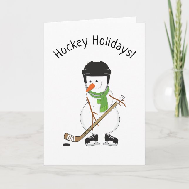Carte de vacances de hockey Snowman Noël (Devant)