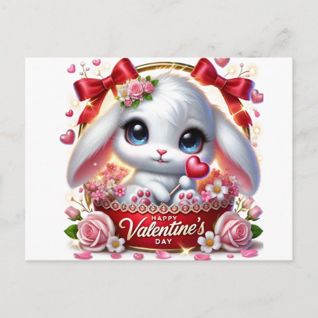 Carte de vacances de la belle Valentine's Bunny Po (Devant)