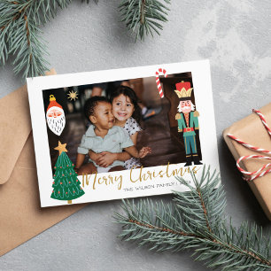 Carte de vacances de la famille de Noël colorée