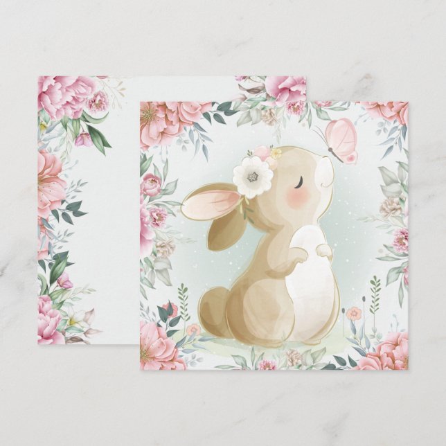 Carte de vacances de lapin adorable (Devant / Derrière)