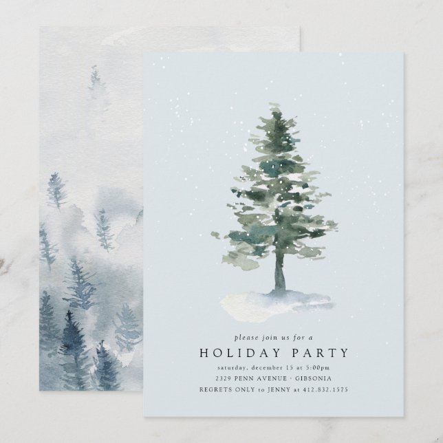 Carte de vacances de l'arbre d'hiver (Devant / Derrière)