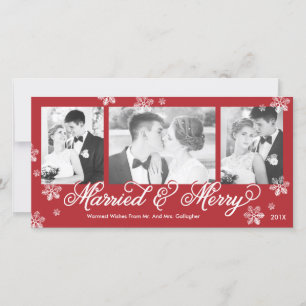 Carte de vacances de mariage et de joie Snowflake