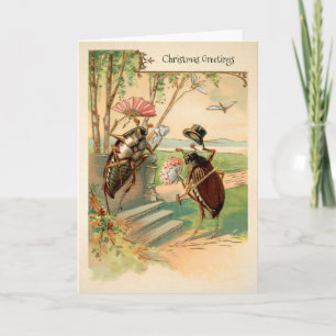 Carte de vacances de Noël à insectes victoriens