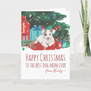 Carte de vacances de Noël à la chienne Jack Russel