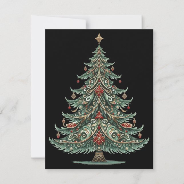 Carte de vacances de Noël arbre de Noël fantaisist (Devant)
