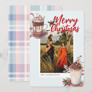 Carte de vacances de Noël au café au cacao chaud r