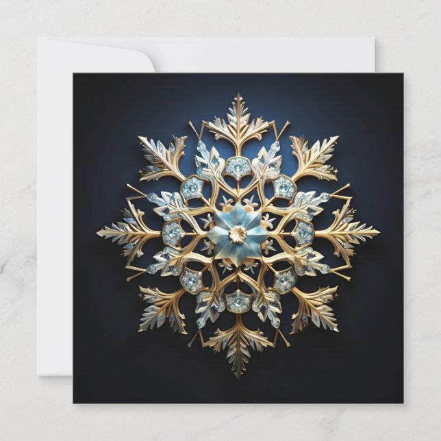 Carte de vacances de Noël au flocon de neige orné (Devant)