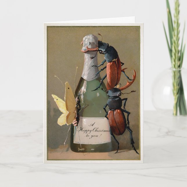 Carte de vacances de Noël aux bugs victoriens (Devant)