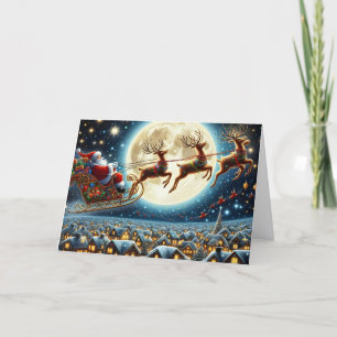Carte de vacances de Noël avec le Père Noël et les