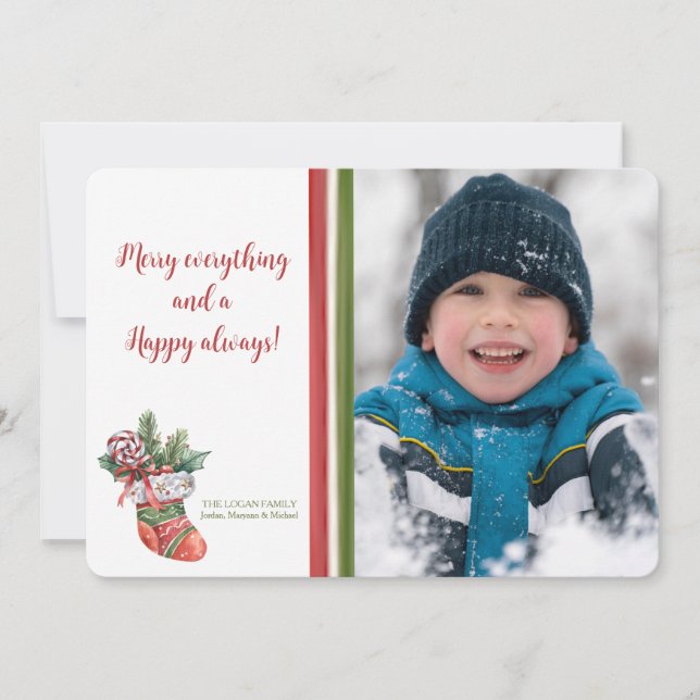 Carte de vacances de Noël avec photo de bas de Noë (Devant)