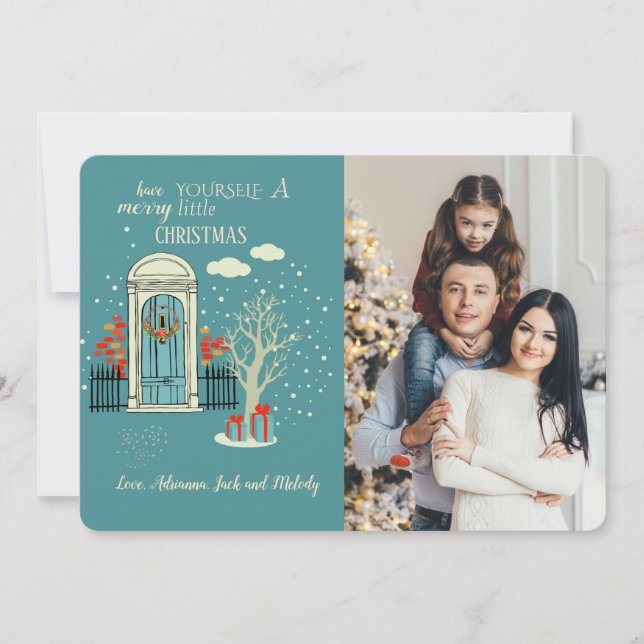 Carte de vacances de Noël avec photo de porte d'en (Devant)