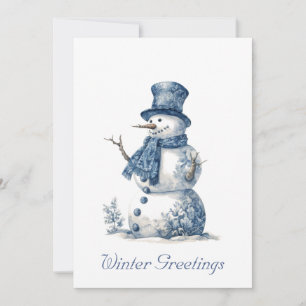 Carte de vacances de Noël bonhomme de neige aquare