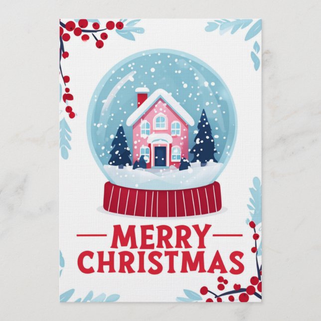 Carte de vacances de Noël charmante avec boule à n (Devant)