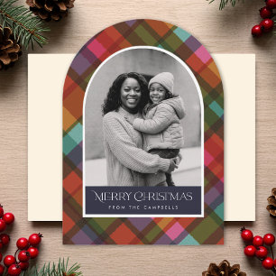 Carte de vacances de Noël couleur moderne plaid