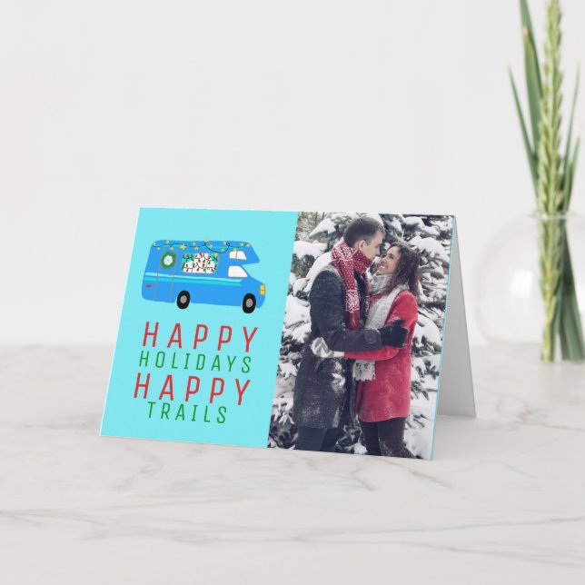 Carte de vacances de Noël Cume Camper RV photo per (Devant)