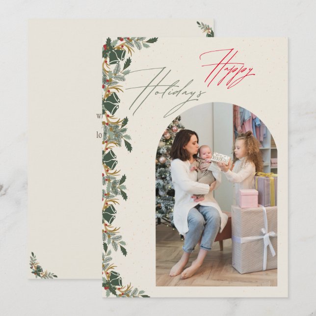 Carte de vacances de Noël de famille d'arche minim (Devant / Derrière)