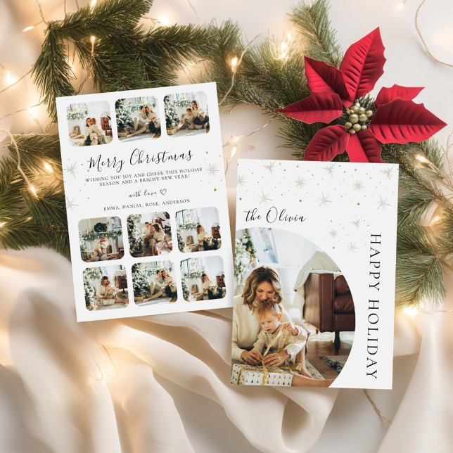 Carte de vacances de Noël de la famille Minimalist (Family Photo Christmas Holiday Card Minimalist)