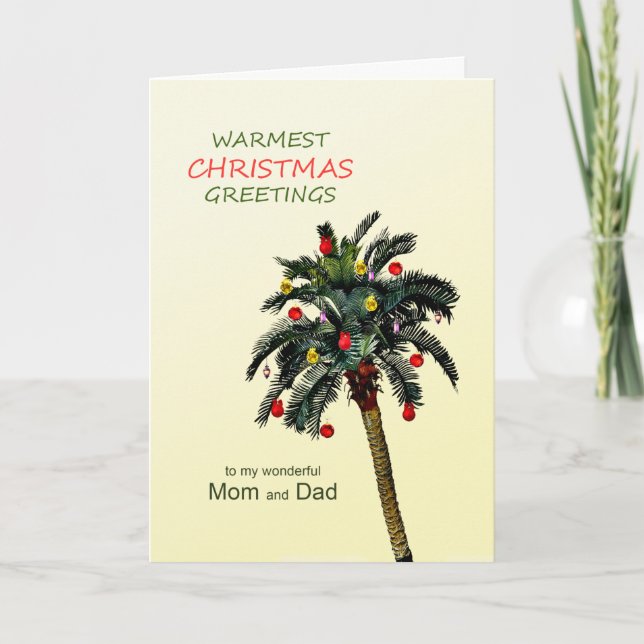 Carte de vacances de Noël de maman et papa Palm Tr (Devant)