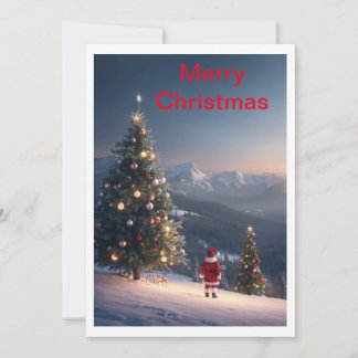 Carte de vacances de Noël de montagne enneigée du 