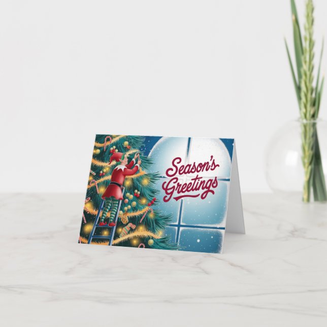 Carte de vacances de Noël décorant l'arbre de Noël (Devant)