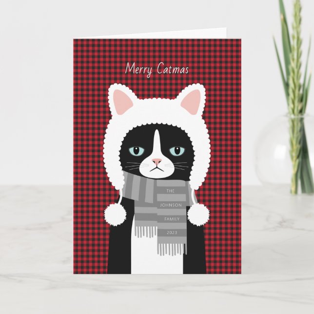 Carte de vacances de Noël du chat (Devant)