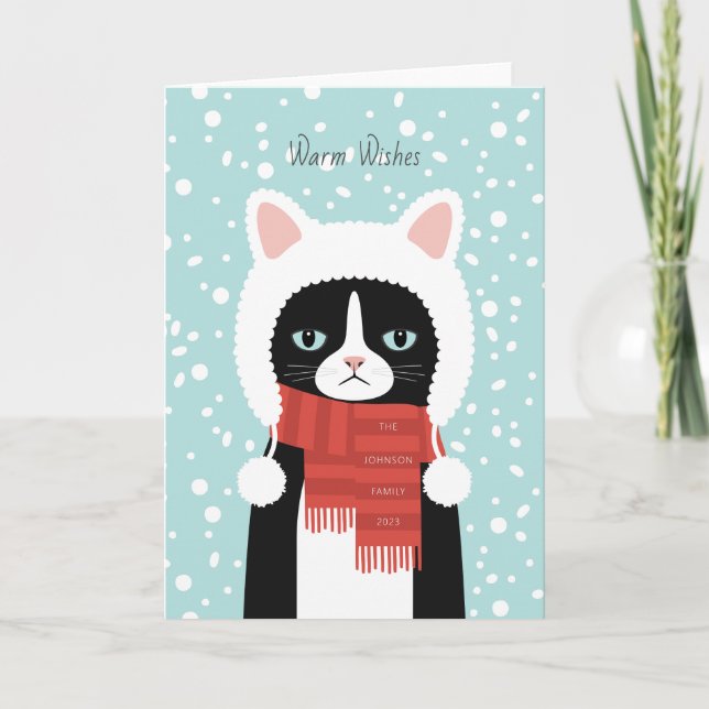 Carte de vacances de Noël du chat (Devant)