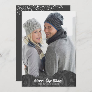 Carte de vacances de Noël en fibre de lin noir