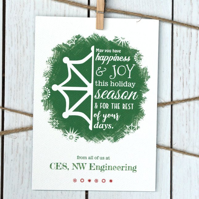 Carte de vacances de Noël Green Snowflon (Green Logo, Bright Green Company Holiday Cards, Green Christmas Bulk Order Card Templates)