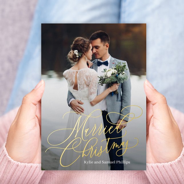 Carte de vacances de Noël mariée Foil photo nouvel (Créateur téléchargé)